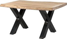 MASSIVMOEBEL24.DE Freeform 5 Mango medienos medžio stalas, smėlio spalvos lakuotas, antracito blizgesio X formos kojelės, 140 x 90 x 77 cm, medžio masyvo stalas, lazdele, valgomojo stalas