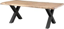 MASSIVMOEBEL24.DE Freeform 5 Mango medienos medžio stalas, smėlio spalvos lakuotas, antracito matinės X formos kojelės, 220 x 100 x 77 cm, medžio masyvo stalas, lazdele, valgomojo stalas