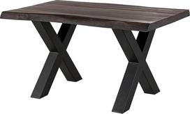 MASSIVMOEBEL24.DE Freeform 5 Mango medienos stalas, pilkas lakas, antracito matinės X formos kojelės, 140 x 90 x 77 cm, medžio masyvo stalas, Wane, valgomojo stalas
