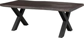 MASSIVMOEBEL24.DE Freeform 5 Mango medienos stalas, pilkas lakas, antracito matinės X formos kojelės, 240 x 100 x 77 cm, medžio masyvo stalas, Wane, valgomojo stalas