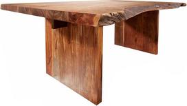 MASSIVMOEBEL24.DE Masyvus valgomojo stalas Medžio kraštas Kaimo namų stiliaus riešutmedžio lakuotas medžio stalas 210 x 110 cm Akacijų laisvos formos #103