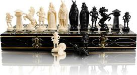 Master of Chess Black & White Edition Schachspiel Holzbrett / Kunststoffteile. (Wikinger)