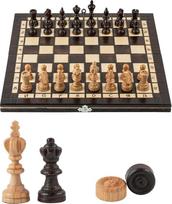 Master of Chess Olympic 35cm Cherry Tournament Holz Schach und Dame Set für Erwachsene und Kinder