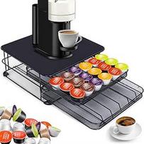MASTERTOP kavos kapsulių laikiklis, 2 pakopų kavos kapsulių laikiklis, kuriame telpa 72 "Dolce Gusto" kavos kapsulės, neslystančio paviršiaus kapsulių laikiklis, "Dolce Gusto" kavos kapsulių laikymo dėžutės stalčius, juodas