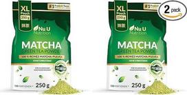 Matcha žaliosios arbatos milteliai 250 g - 100 porcijų - aukščiausios kokybės maistiniai sveiki lapeliai - idealiai tinka Latte, kokteiliams ir kepiniams - Nu U Nutrition (2 pakuotės)