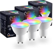 Matinė LED lemputė GU10, 3 vnt. rinkinys, RGB + CCT, su sriegiu, tinklinė struktūra, įvairiaspalvė, reguliuojamo ryškumo, 2700 K, 500 lm, 4,8 W, „Smart Home“ apšvietimas, suderinama su „Alexa“, „Google“, „Apple“