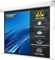Matinis baltas elektrinis projektoriaus ekranas su nuotolinio valdymo pultu, 4K HD 100 colių ekranas, 4:3 formato projektoriaus ekranas, skirtas namų kinui ir pristatymams, montuojamas prie lubų arba sienos