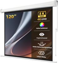 Matinis baltas elektrinis projektoriaus ekranas su nuotolinio valdymo pultu, 4K HD projektoriaus ekranas, 120 colių, 4:3 formato, skirtas namų kinui ir pristatymams, montuojamas prie lubų / sienos