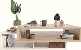 MATKAM Sara kavos staliukas, H 34 x W 100 x D 50 cm, puikiai tinka moderniam ir klasikiniam interjerui, lengvai surenkamas (Artisan Oak White)