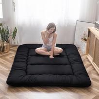 MAXYOYO futono čiužinys, grindų čiužinys, paminkštinta japoniška tatami dygsniuota lova, storas, sulankstomas, miego kilimėlis, susukamas čiužinys, grindų gultas, svečių čiužinys (juodas, 90 x 190 cm)