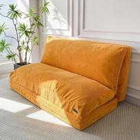MAXYOYOYO Bean Bag lova, sulankstoma velvetinė sofa lova, grindų čiužinys suaugusiesiems, itin storas, 4 kartus sulankstoma grindų sofa miegamajam, svetainei, smėlio spalvos, 135 x 240 cm