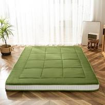 MAXYOYOYO Futon čiužinys, paminkštintas japoniškas grindų čiužinys, dygsniuotas lovos čiužinys, itin storas sulankstomas miegamasis kilimėlis, kvėpuojantis grindų gultas, svečių lova, stovyklavimo kušetė (žalias, 135 x 190 cm)