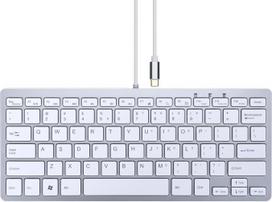 Maža laidinė USB-C QWERTY klaviatūra su skaitmeniniu klavišynu, suderinama su „Android“, „iOS“, „Windows 11“, „10“ ir „8“, sidabrinė