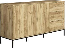 MB Muebles Bonitos, "Serena" staliukas su durelėmis ir stalčiais moderniai svetainei ir valgomajam, matinis melaminas, "Alpes" ąžuolas, 150 x 80 x 41 cm