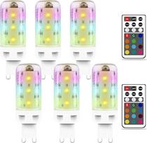 MDee G9 LED lemputė RGB, 2,5 W G9 LED lemputė su nuotolinio valdymo pulteliu, šiltai balta, 3000 K + 12 spalvų, keičianti spalvą, skirta barams, KTV, vakarėliams, vestuvėms, namams ir dekoravimui