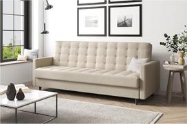 MEBLINI Andres 1 sofa su miego funkcija, išskleidžiama sofa-lova su lovos dėže, sofa-lova, sofa su miego funkcija, išskleidžiama sofa, Andres 1-218 x 87 x 93 cm, kreminis audinys