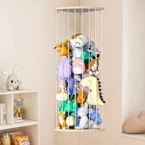 Medinė lentyna pliušiniams žaislams "Cuddly Toy Storage Corner" reguliuojama pakabinama lentyna Žaislai pliušinių žaislų laikymui vaikų kambaryje Žaidimų kambarys Miegamasis (A)