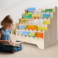 Medinė vaikų lentyna, stovinti lentyna vaikų kambariui, Montessori knygų lentynos ir žaislų lentynos funkcija