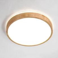 Medinis LED lubų šviestuvas, viršutinis 360° šviečiantis apvalus natūralaus medžio šviestuvas, 4500 K natūralios baltos spalvos, 18 W 1600 lm, svetainė, virtuvė, valgomasis, prieškambaris, namai, biuras, vaikų kambarys, studija (skersmuo 30 cm)