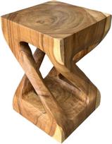 Medinis pagalbinis staliukas – medinis taburetė-kavinės staliukas – rankų darbo – su apdirbtais kraštais, pagamintas iš masyvios suaro medienos – 50 x 28 x 28 cm