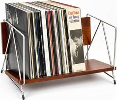 Medinis plokštelių stovas, skirtas 80 LP plokštelėms – vinilo lentynėlė ir plokštelių laikiklis, laikiklis ir tvarkyklė CD, DVD, žurnalams, albumams ir brošiūroms, dekoratyvinė stalo lentynėlė eksponavimui