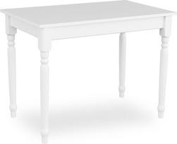 Medinis valgomojo stalas, virtuvės stalas 100 x 60 cm, medinis stalas, stalas su dekoratyvinėmis kojomis, valgomojo stalas 4 asmenims, mažas virtuvės stalas, skandinaviško stiliaus, virtuvės stalas, baltas, stalviršis: baltas