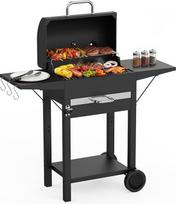 Medžio anglių kepsninė su dangčiu XL BBQ rūkykla su termometru Reguliuojamos grotelės Tvirtas stovas Grilis sodui, terasai, stovyklavietei Pilnas komplektas su dangčiu Pelenų stalčius