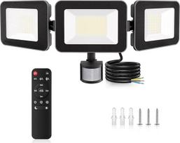 MEIHUA 100 W LED prožektorius su judesio jutikliu Nuotolinio valdymo pultas 9600LM IP66 Vandeniui atsparus prožektorius 6500 K Trijų galvų 180° reguliuojamas prožektorius lauko sodo garažui Sporto aikštynui