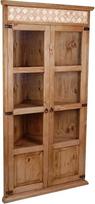 Meksikos baldų kampinė vitrina 103 x 195 x 55 cm, kaimo stiliaus, iš masyvios pušies, medaus atspalvio
