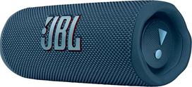 Mėlynos spalvos „JBL Flip 6“ „Bluetooth“ garsiakalbis: vandeniui atsparus, nešiojamas garsiakalbis su dviejų krypčių garsiakalbių sistema, užtikrinančia galingą garsą, ir iki 12 valandų trukmės belaidžio muzikos grojimo.