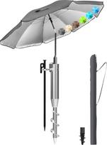 Menz Balkono skėtis + skėčio dangtis - UV50+ paplūdimio skėtis 180 cm, sulankstomas balkono skėtis, sodo skėtis, paplūdimio skėtis, medžio anglis, skersmuo 200 cm