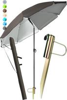 Menz 180 cm skersmens paplūdimio skėtis, 3-in-1 rinkinys - UPF 50+ paplūdimio skėtis, atsparus vėjui, stabilus + skėčio apdangalas + skėčio laikiklis - sodo skėtis su skėčio smaigaliu, skėčio smaigalys
