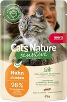 MERA Cats Nature Sensitive Chicken Cat Food Wet 12 x 85 g Vienbaltyminis, be cukraus ir grūdų drėgnas ėdalas katėms Daug mėsos ir lengvai virškinamas