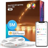 meross LED juosta 5 m veikia su "Apple HomeKit", "WiFi" LED juosta, išmanioji RGBWW juosta, suderinama su "Alexa" ir "Google", skirta namams, vakarėliams, Kalėdoms