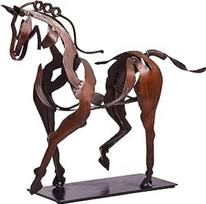 Metalinė arklio statula dekoracija 100% rankų darbo šiuolaikinė arklio skulptūra Amatas kaimiškas metalo statulos dekoracijos Dovana namų židiniui Biuro stalo figūra