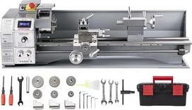 Metalo mini tekinimo staklės, 1100 W, Mini metalo tekinimo staklės, 220 × 600 mm, 38 velenai, 3 žandų griebtuvai, bešepetėlis variklis, LED apšvietimas, gręžimas, sriegių pjovimas, triukšmą mažinanti konstrukcija
