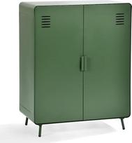 MEUBLE COSY bufetas, virtuvės spintelė, komoda su 3 durelėmis, magnetu ir lentyna, metalinė lentyna, skirta virtuvei, svetainei, miegamajam, darbo kambariui, pramoninio stiliaus, žalia, 80 x 40 x 102 cm