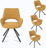MEUBLE COSY Valgomojo kėdės, 4 dalių rinkinys, virtuvės kėdės, minkštos kėdės su porankiais, medžiaginė sėdynė, metalinės kojos, geltonos spalvos, 58,5 x 59 x 81 cm