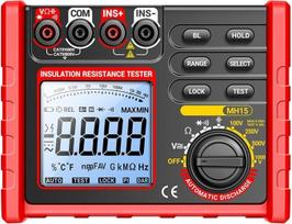 MH15 skaitmeninis izoliacijos varžos matuoklis 100 V/250 V/500 V/1000 V, ommetras su dideliu LCD ekranu, skirtas varikliams, kabeliams, jungikliams ir elektros prietaisams, (MH15)