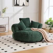 Miegamojo, svetainės, žaidimų kambario, "Bean Bag", skaitymo kėdės, tinginio sofos, poilsio kėdės, pagamintos iš velvetinio audinio, su aukštu atlošu ir 3 pagalvėlėmis, skirtos miegamajam, svetainei, žaidimų kambariui, 108 x 108 x 52 cm (Smaragdinė)