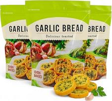 MIJOMA Česnakinė duona veganiška česnakinė duona, kepta orkaitėje ir aromatinga, užkandis arba garnyras kepimui, 3 x 150g
