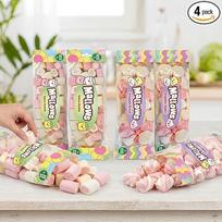 MIJOMA Marshmallow rinkinys - 4 x 138 g maišelių rinkinys - braškių ir vanilės zefyrai - spalvingas putų cukraus mišinys užkandžiams ir dovanoms (vamzdeliai ir sūkuriai)
