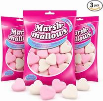 MIJOMA „Marshmallow Hearts“ rinkinys (3 vnt.), rožinis/baltas, skirtas saldainių batonėliams, 3 x 200 g | Braškių ir vanilės skonio, ypač minkštos tekstūros, pagaminti Belgijoje, skirti desertams, kakavui, šventėms ir saldžioms akimirkoms