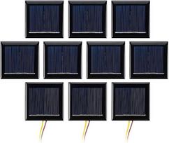 Mikro saulės kolektoriai, fotovoltiniai mini saulės elementai su laidais, saulės energijos epoksidinė plokštelė, „pasidaryk pats“ projektai, žaislas, 54 mm x 54 mm, 10 vnt. pakuotė