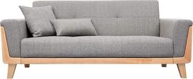 Miliboo Dizainerinė 3 vietų sofa "Fjord", šviesiai pilka, medinėmis kojomis