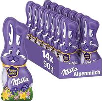 Milka Smile Bunny Alpių pienas 14 x 90 g I Velykų šokolado biri pakuotė I Velykų šokoladas "Velykų zuikis", pagamintas iš 100 % Alpių pieno