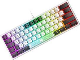 Mini 60% žaidimų klaviatūra, membraninė žaidimų klaviatūra su pusiau mechaniniais klavišais, optinis RGB Chroma apšvietimas, kompaktiška 62 klavišų dviguba spalva, QWERTY išdėstymas, skirta kompiuteriui, nešiojamajam kompiuteriui, "Mac", kompiuteriui, bal
