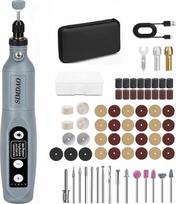 Mini akumuliatorinis rotacinis įrankis, 5 greičiai, 3,7 V, įkraunamas per USB, 3000–15 000 aps/min, 68 priedų rinkinys, universalus rotacinis įrankių rinkinys, skirtas graviravimui, šlifavimui, poliravimui, gręžimui, drožimui (pilkos spalvos)