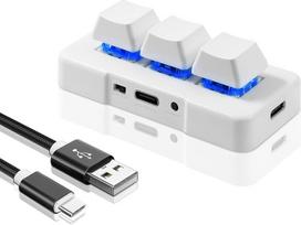Mini klaviatūra su 3 klavišais, USB Type-C jungtimi, laidinė mechaninė žaidimų klaviatūra, su konfigūruojamais sparčiaisiais klavišais ir RGB LED apšvietimu, skirta žaidimams, „OSU“ ir biuro darbui su kompiuteriu