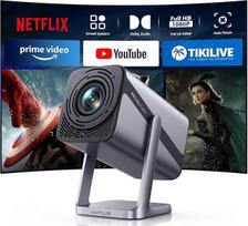 Mini projektorius 4K 600 ANSI, išmanusis projektorius, „Full HD“ 1080p, automatinis fokusavimas, vertikalus keystone koregavimas automobilyje, pasukamas 360°, „Wi-Fi 6“, „Bluetooth“, trumpųjų atstumų projektorius namams